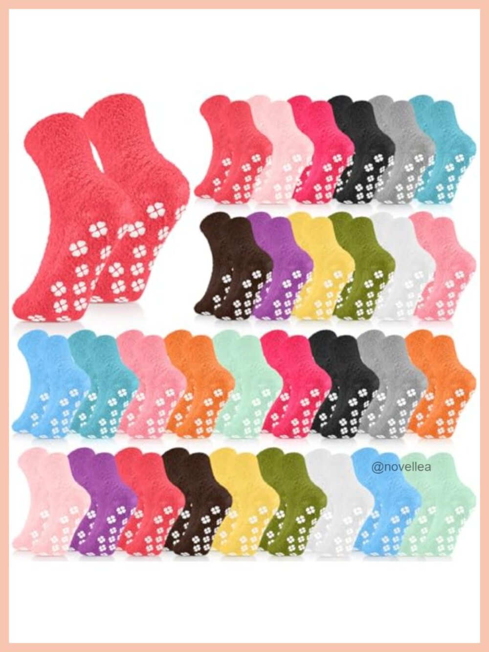 Fuzzy Slipper Socks with Grips Non Slip Polyester 30 Pack